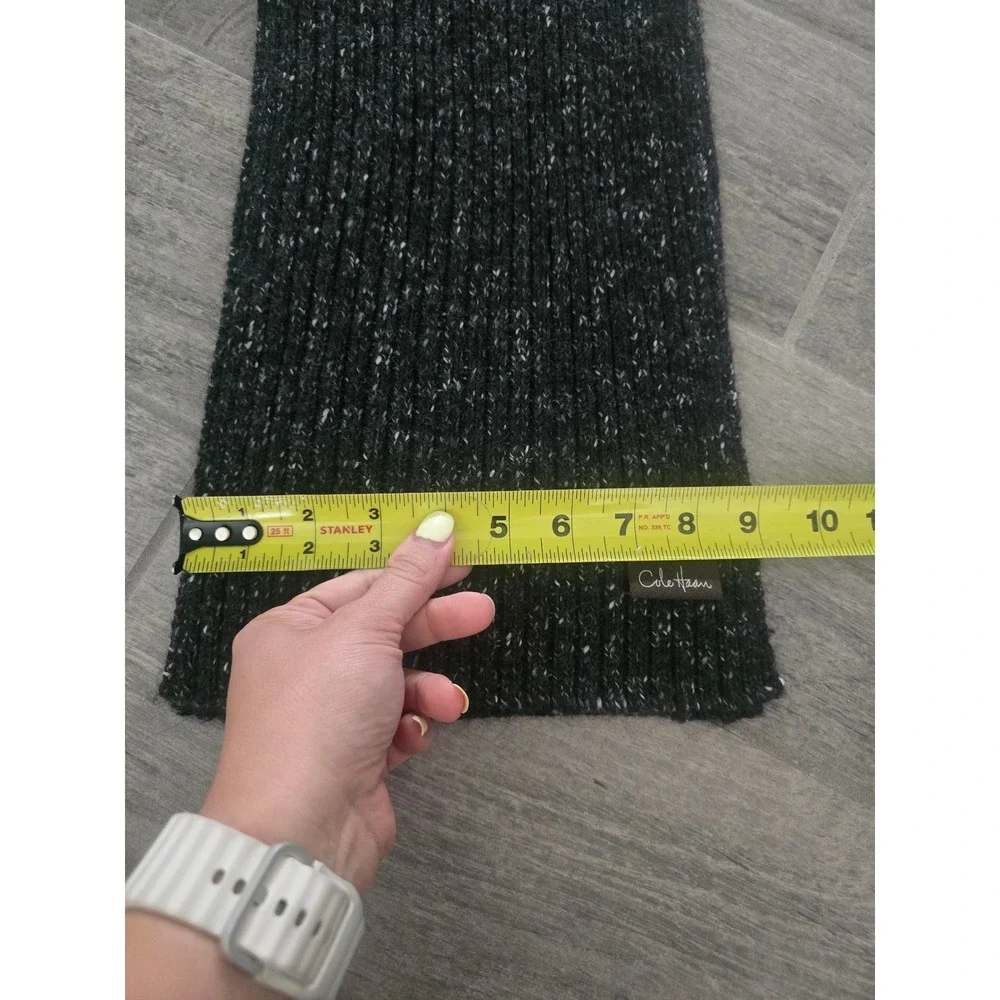 Cole Haan Charcoal Grey Ribbed Knit Scarf Wool Alpaca Blend Salt Pepper Unisex
